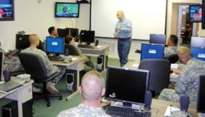 Charles Ashton, SFA geospatial trainer I, briefs Texas State Guard members on what they will be learning during a GPS training. The purpose of the training is to familiarize guard members with introductory GPS applications. The training will continue through Sunday.Photo by Tyesha Boudreaux/The Daily Sentinel