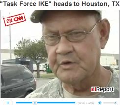 MAJOR J. Michael Spraggins, with the Texas State Guard explains as “Task Force IKE” heads to Houston.