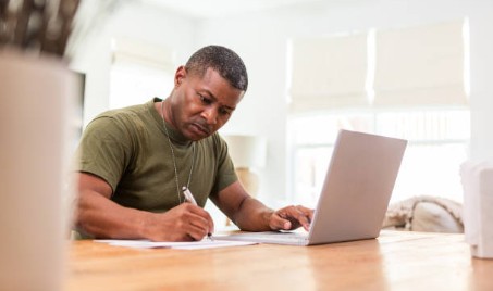 Soldier completing paperwork