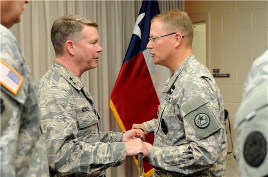 Command Sgt. Maj. Mark A. Weedon, a Bryan native, assumed responsibility as the Senior Enlisted Advisor to the Texas Military Forces from Command Sgt. Maj. Bradley Brandt, in a ceremony held at Camp Mabry in Austin, Saturday, Nov. 15, 2014. 