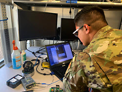 Texas National Guard Joint Counterdrug Task Force communications support member, Staff Sgt. Daniel Pando, works on cutting-edge electronic equipment to support the Homeland Security Investigations Technical Operations Unit catch drug trafficking organizations in El Paso, Texas. Texas Counterdrug has supported federal, state and local law enforcement throughout the state for more than 30 years in the war on drugs.