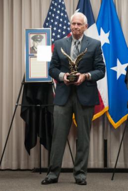  Sgt. Michael Giles Maj. Gen. John F. Nichols, Texas Military Forces adjutant general, inducts retired Chief Master Sgt. Johnny D. Jones into the Texas Military Forces Museum Hall of Honor at Camp Mabry, Texas, May 14, 2016. (Texas Army National Guard Photo by Army Sgt. Michael Giles/Released)