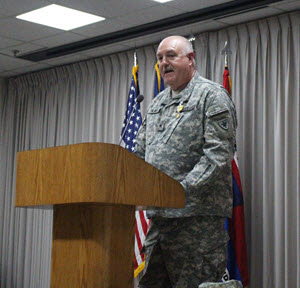 CAMP MABRY, AUSTIN, TX (28March2015) - Brig. Gen. Howard N. Palmer, Jr.  formally assumed command of the Army Component, TXSG, at a ceremony held at Camp Mabry, Austin, Texas, March 28, 2015. Palmer will command almost one thousand TXSG soldiers in six civil affairs regiments located across the state. Photo by CW2 Janet Schmelzer, TXSG.