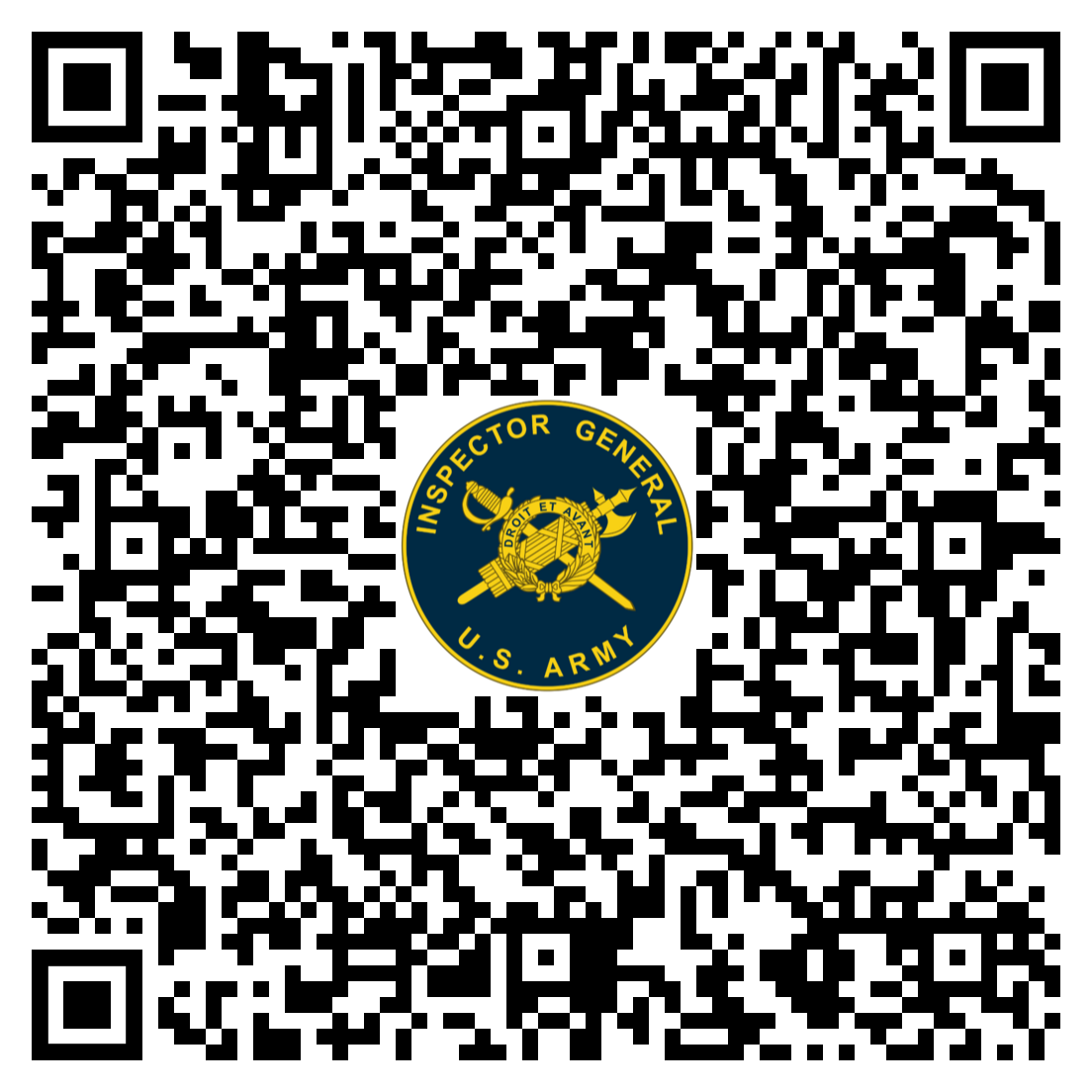 QR code for Department of the Army Inspector General complaint information
